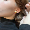 Orange Round Post Stud Genuine Earring
