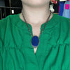 Blue Lapis Oval With Ball Detail Genuine Necklace