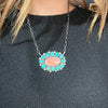 Stunning Turquoise & Pink Conch Cluster Genuine Necklace