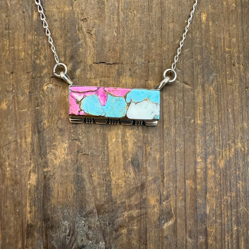 20 Inch Cotton Candy Bar Sterling Silver Necklace