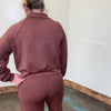 Chestnut Brown Super Soft Half Zip Crop Sweat Shirt