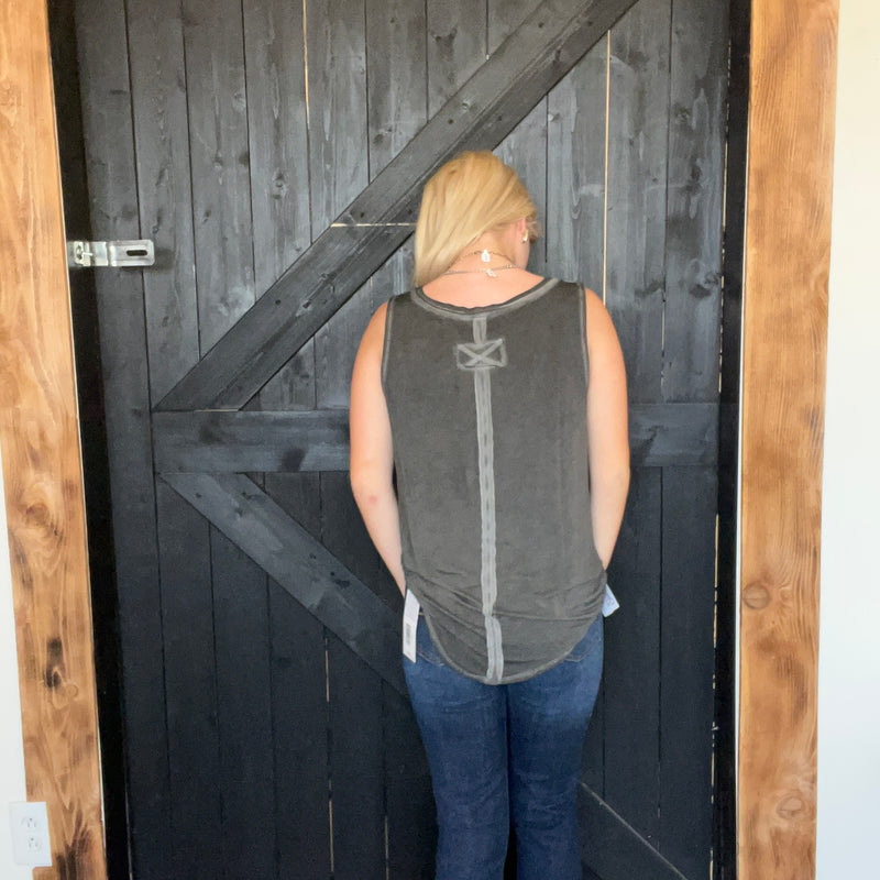 Charcoal Gray Inside Out Flowy Tank Top