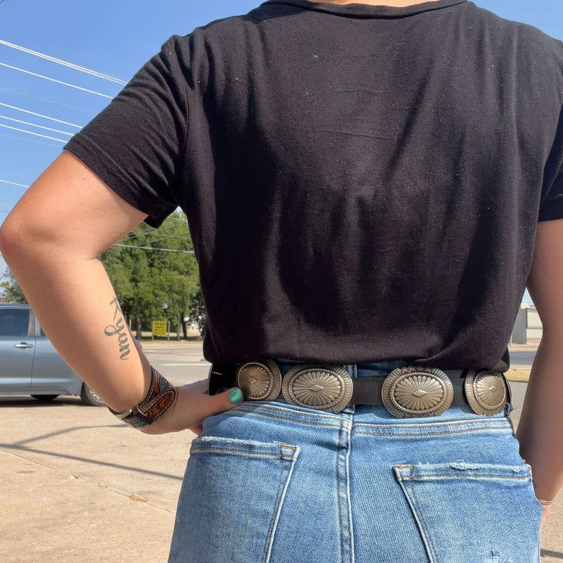 Black Leather Concho Belt