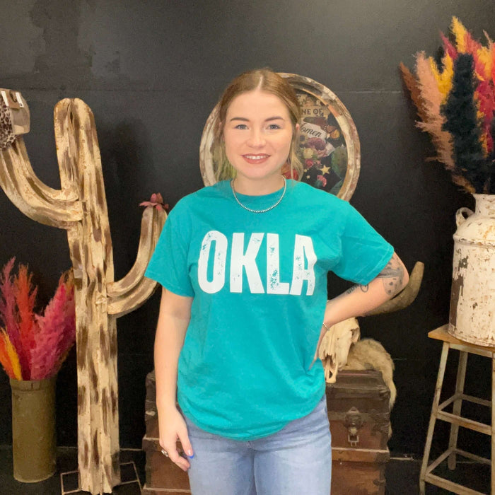 Turquoise OKLA Crew Neck T-shirt | 2XL