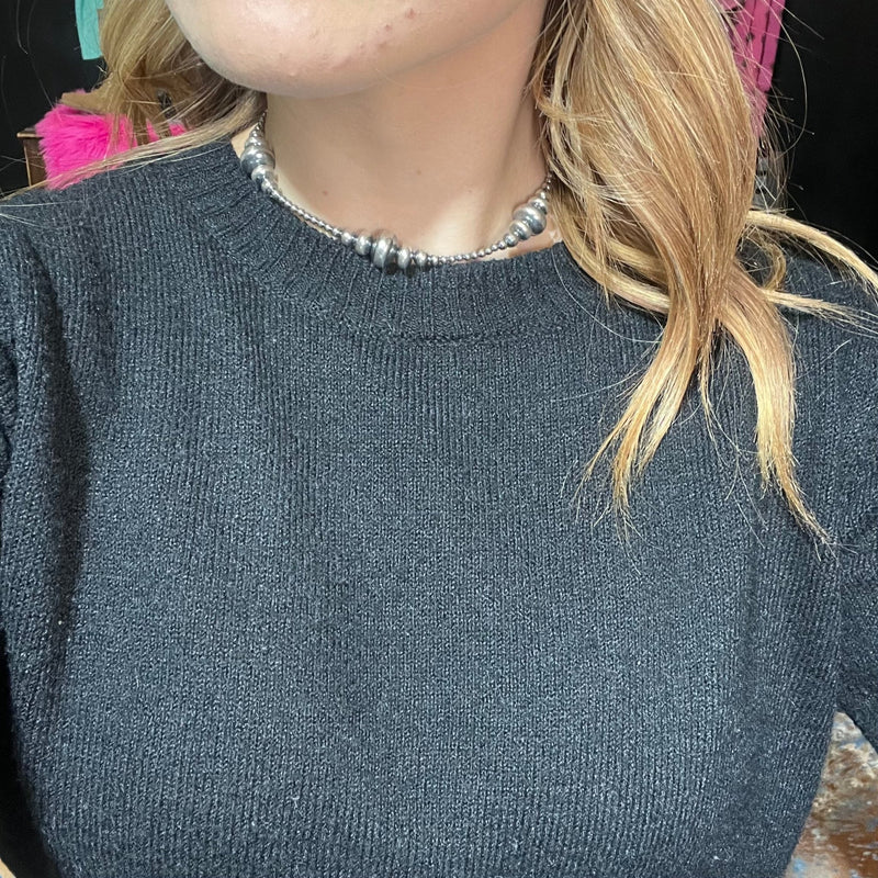 14 inch 3 - 14mm Rondelle Navajo Pearl Sterling Silver Necklace - Country Lace Boutique