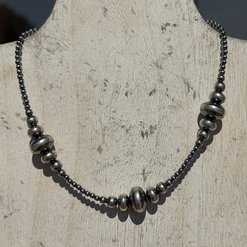 14 inch 3 - 14mm Rondelle Navajo Pearl Sterling Silver Necklace - Country Lace Boutique