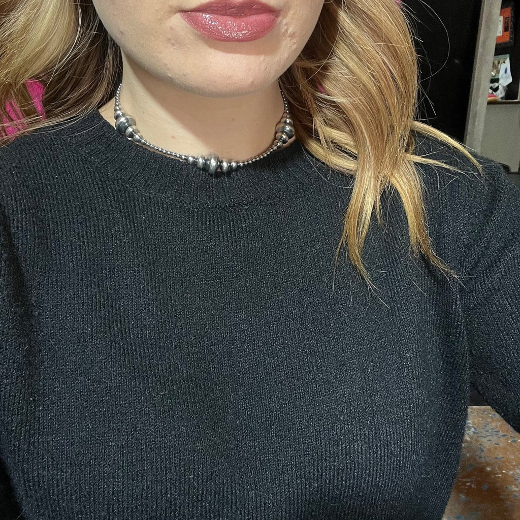 14 inch 3 - 14mm Rondelle Navajo Pearl Sterling Silver Necklace - Country Lace Boutique