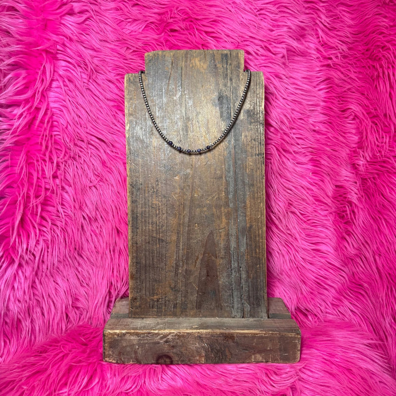 14 inch 3mm Navajo Pearl & Saucer with Lapis Sterling Silver Necklace - Country Lace Boutique