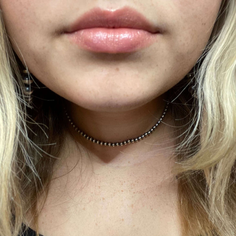 14 inch 4mm Navajo Pearl Sterling Silver Necklace - Country Lace Boutique