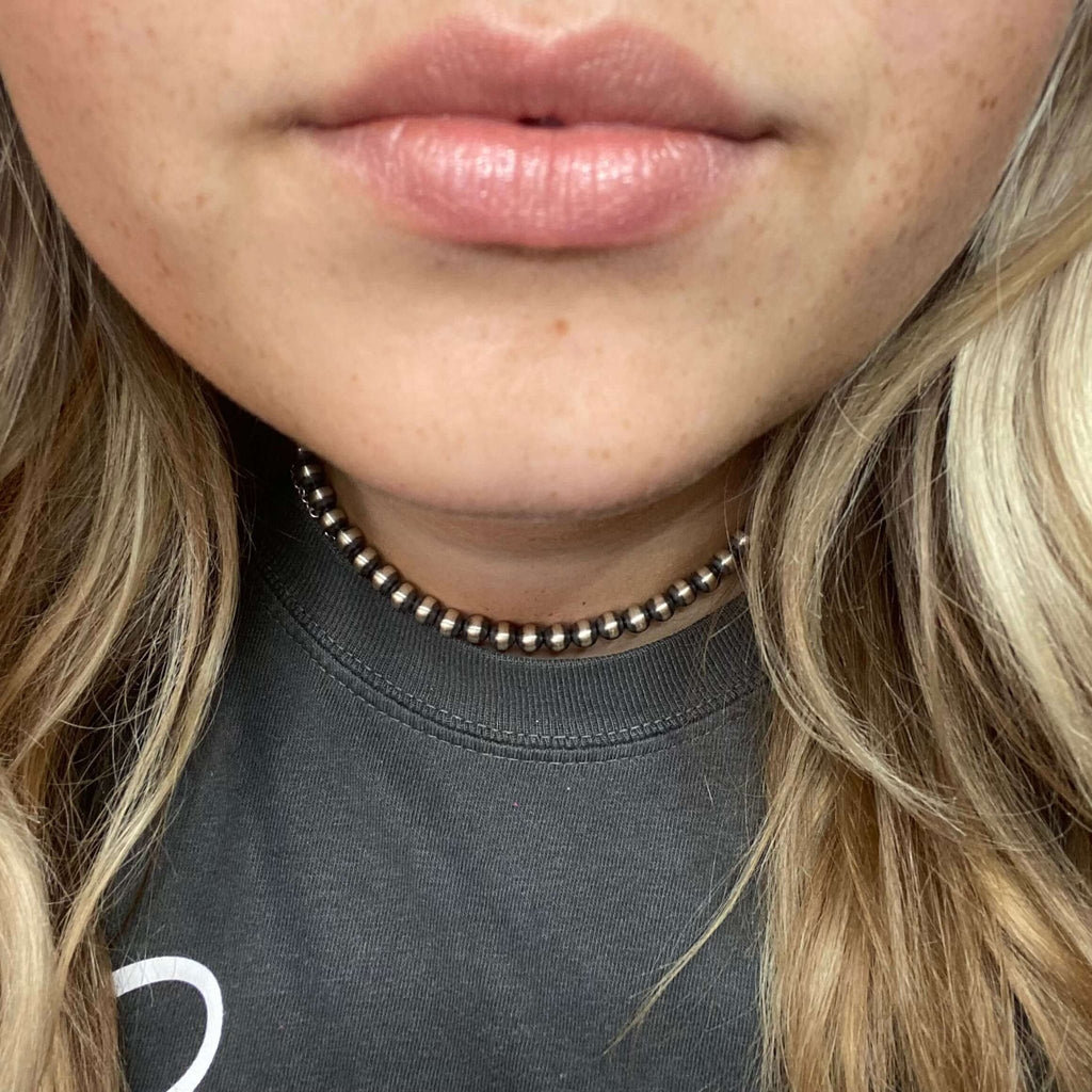 14 inch 6mm Navajo Pearl Sterling Silver Necklace - Country Lace Boutique