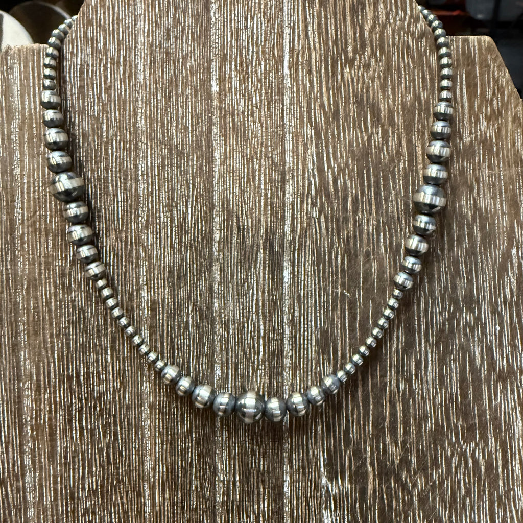 14 inch 3, 5, 6, 8mm Navajo Pearl Patterned Genuine Necklace