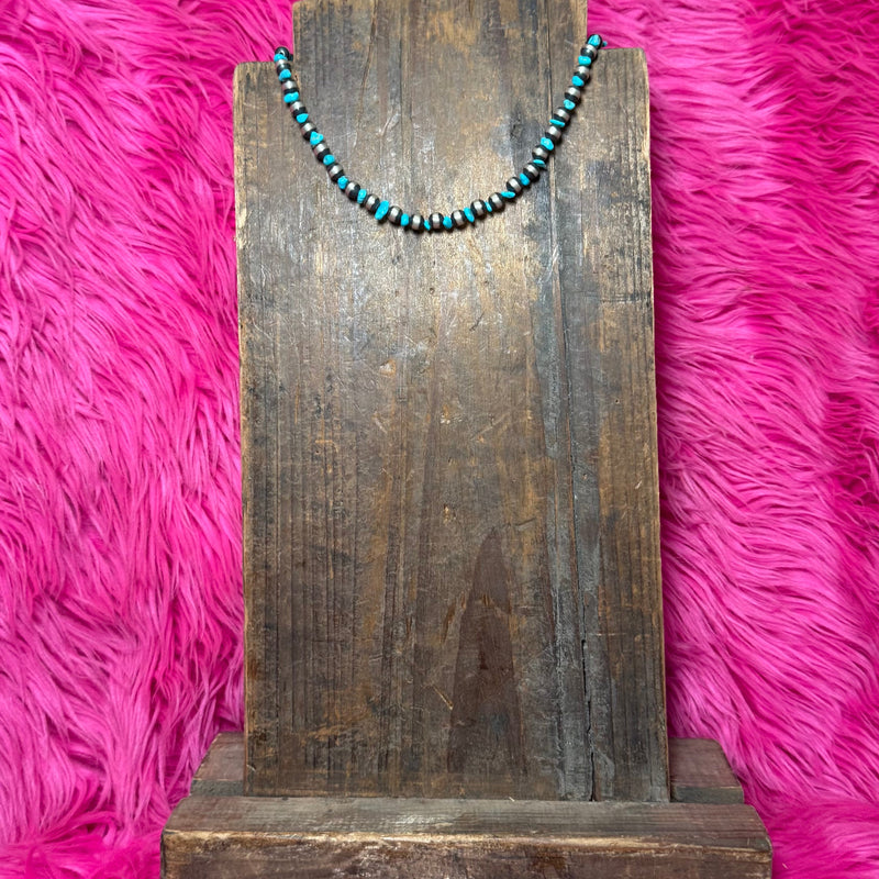 14 inch turquoise and navajopearlchipchoker