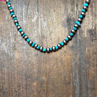 14 inch turquoise and navajopearlchipnecklace
