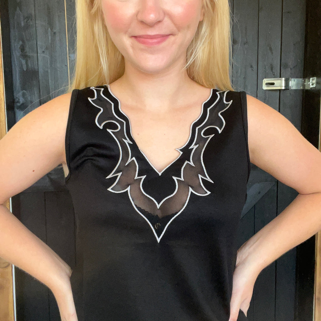 Black Western V Neck Tank Top