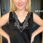 Black Western V Neck Tank Top