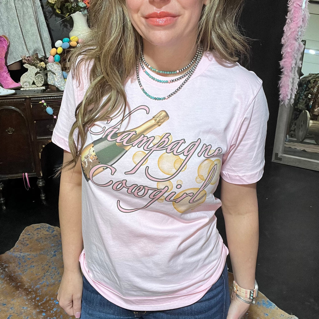 Pink Champagne Cowgirl with Bling T-shirt