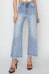 RISEN Lightwash High Rise Crop Wide Fray Hem Jeans