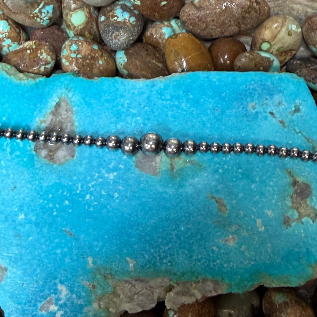 16 inch 3, 4, 5, & 6mm Navajo Pearl Sterling Silver Necklace - Country Lace Boutique