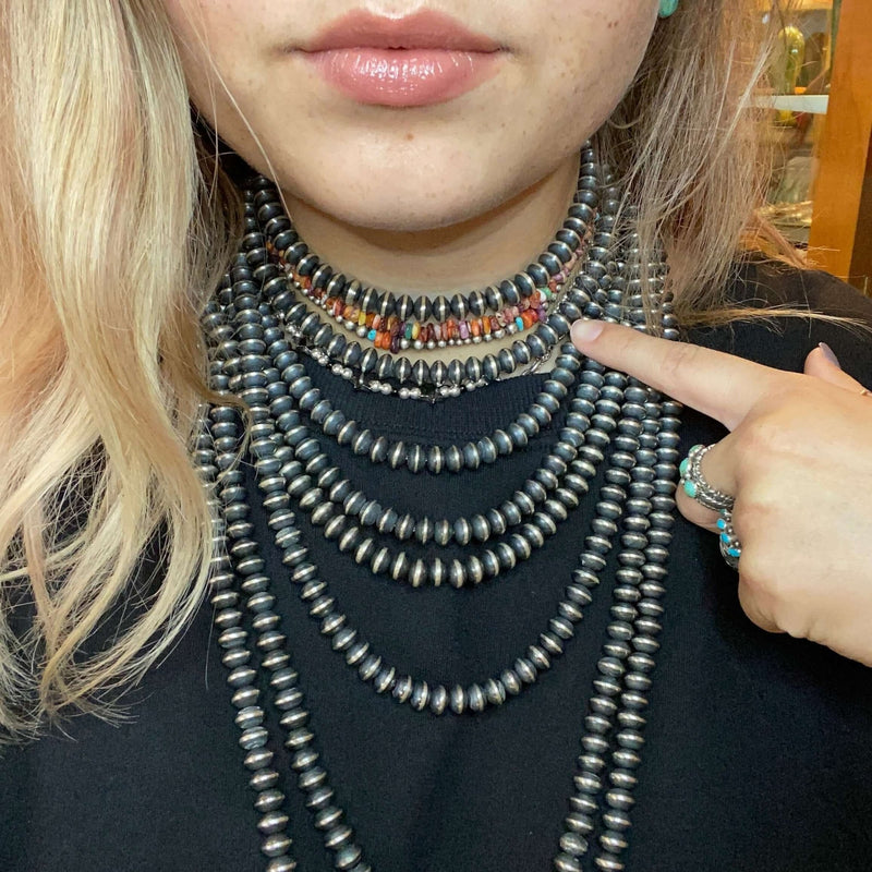 16 inch 9mm Saucer Sterling Silver Navajo Pearl Necklace - Country Lace Boutique