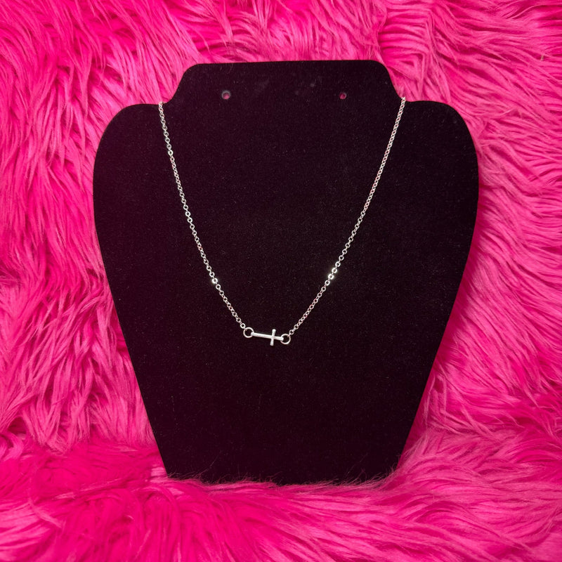 16 Inch Cross Sterling Silver Necklace W/ 2 inch extender - Country Lace Boutique