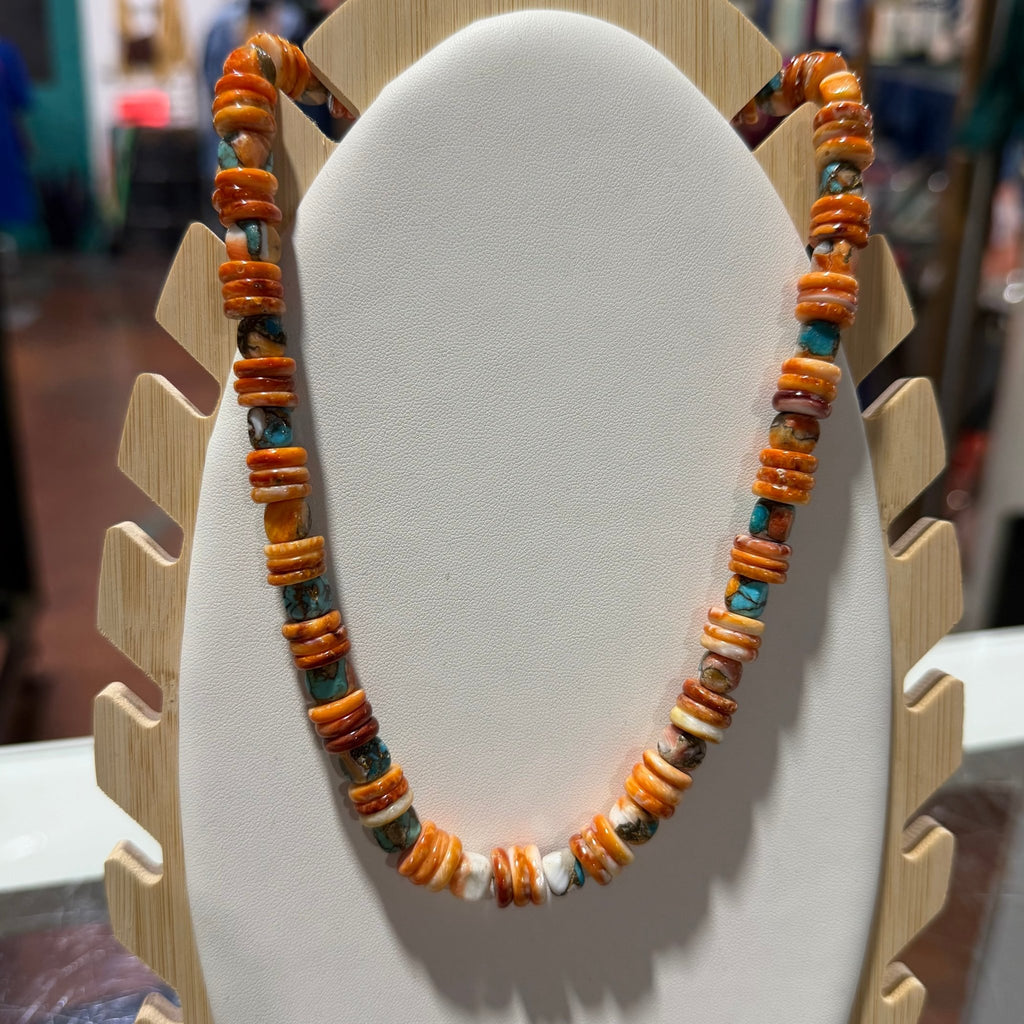 16 inch Orange Krush & Spiny Rondelle Sterling Necklace - Country Lace Boutique