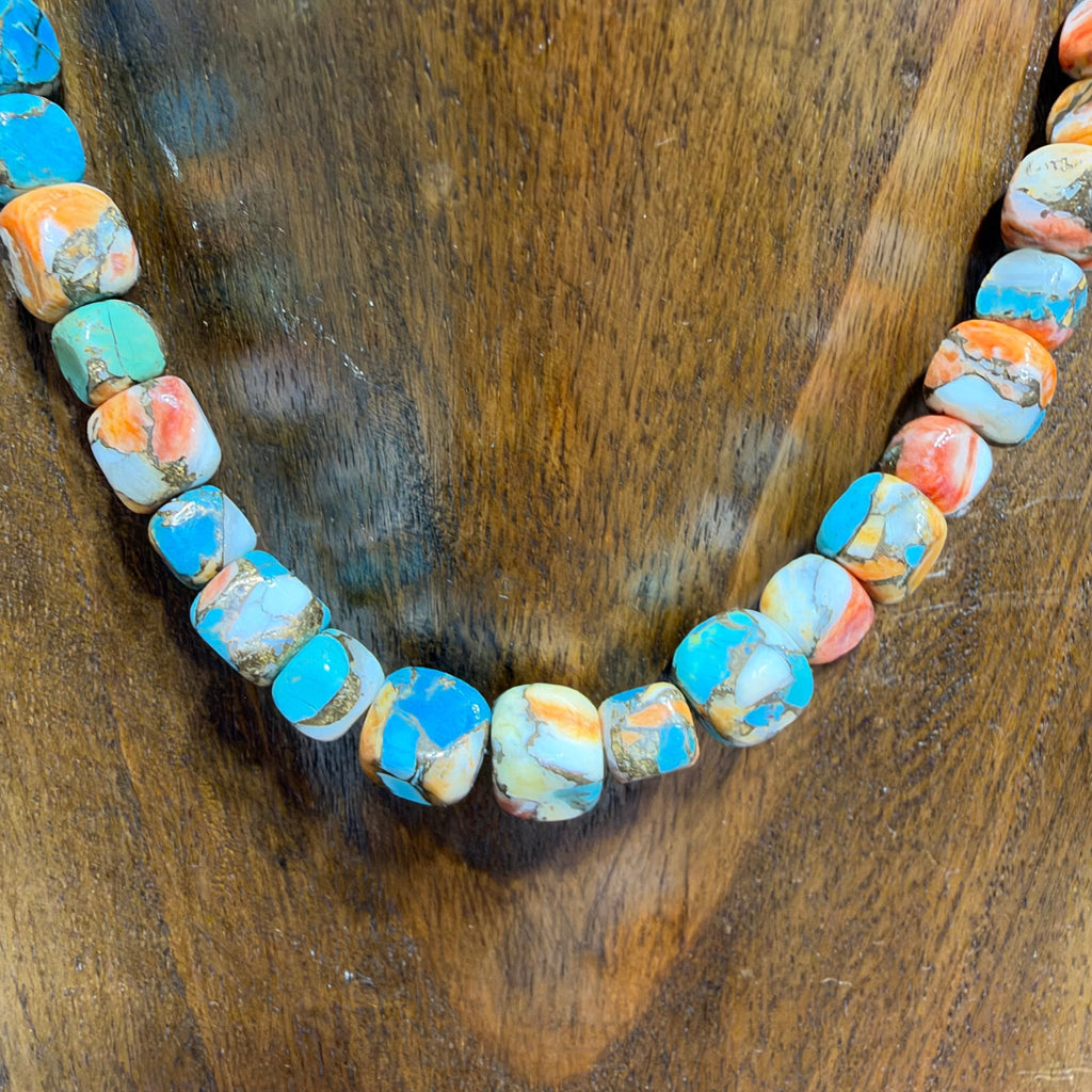 16 inch Orange Krush Square Sterling Necklace - Country Lace Boutique