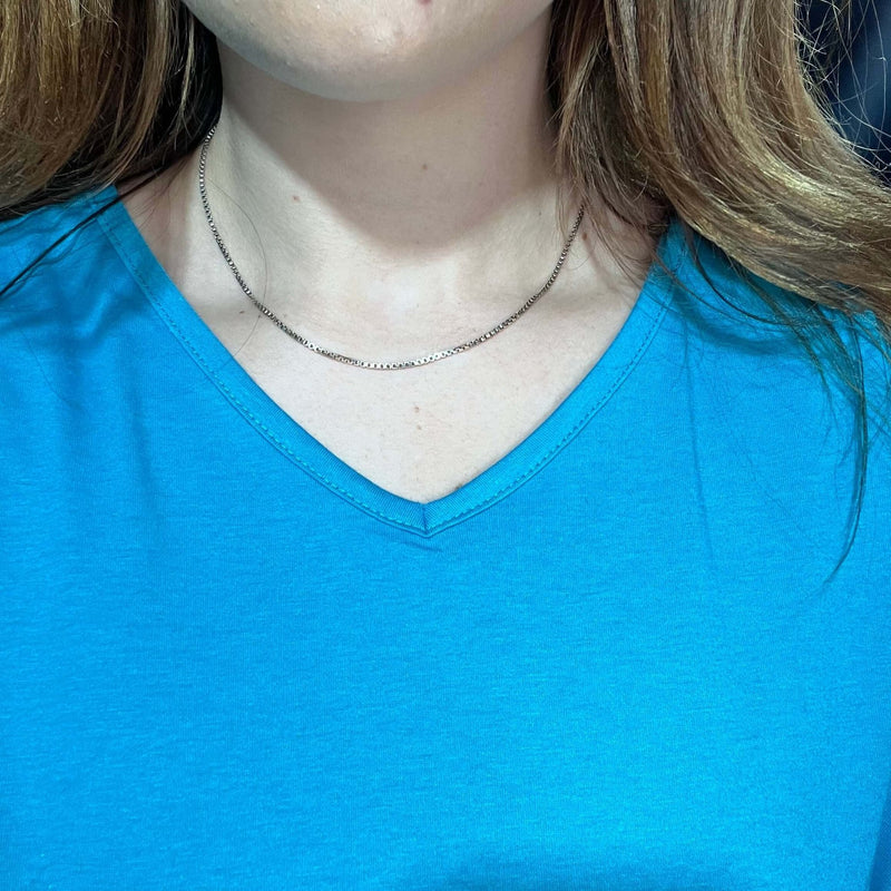 16 Inch Sterling Box Chain Sterling Silver Necklace - Country Lace Boutique