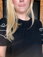 Black Western Ruffle Sleeve Top