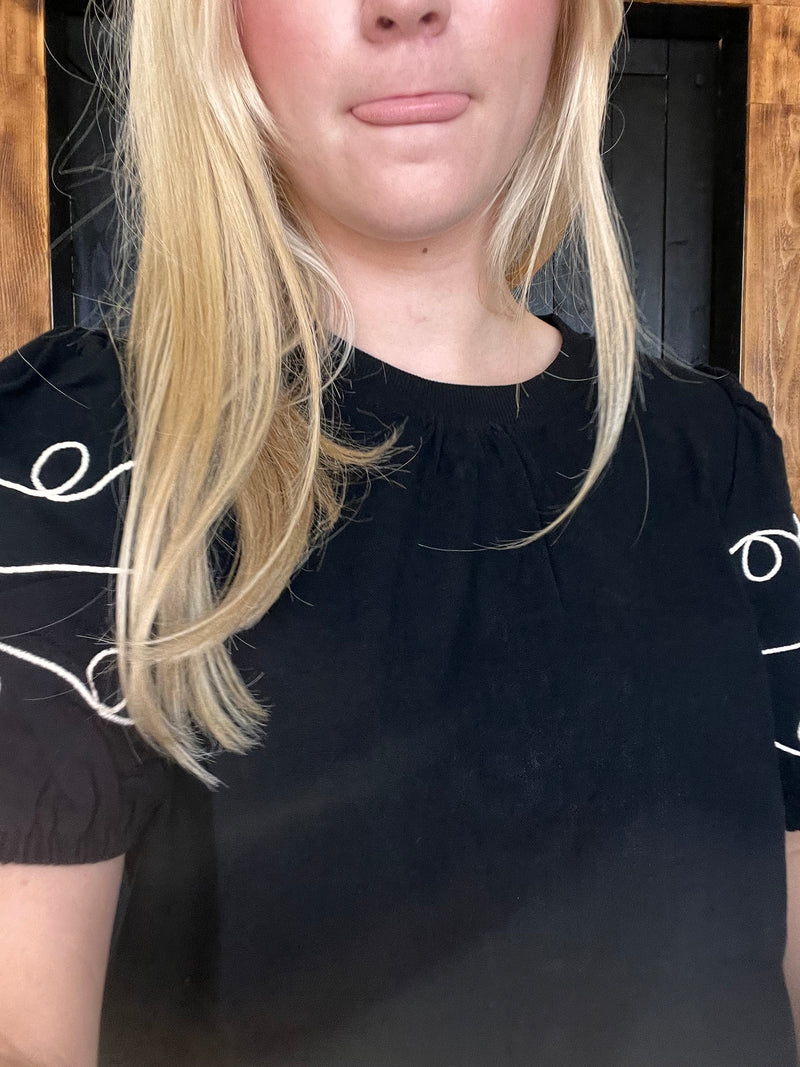 Black Western Ruffle Sleeve Top