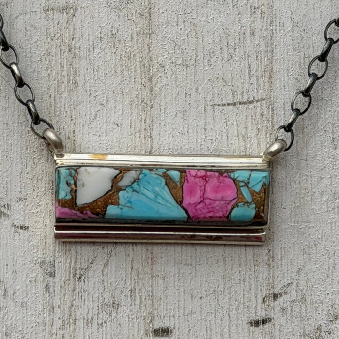 16 Inch Cotton Candy Bar Genuine Sterling Silver Necklace