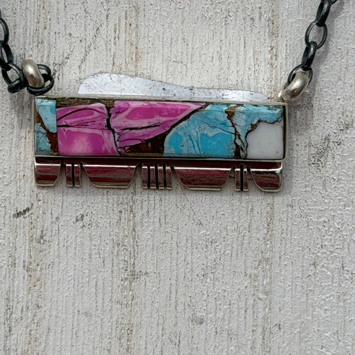16 Inch Cotton Candy Bar W/ Fancy Detail Genuine Sterling Silver Necklace1