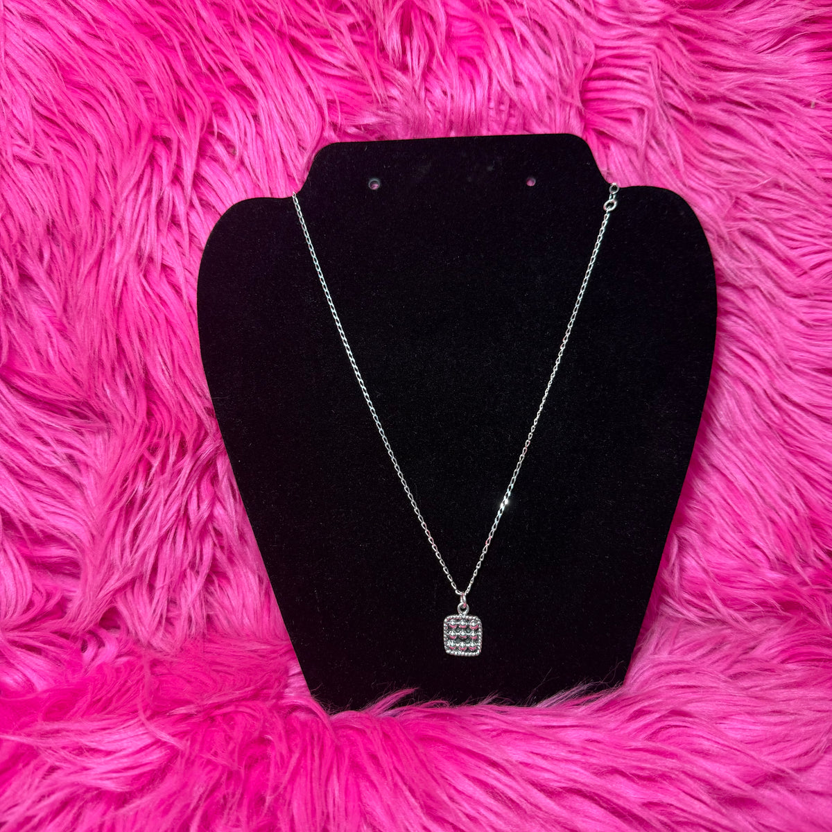 16 Inch Square Ball Sterling Silver Necklace W/ 3 inch extender