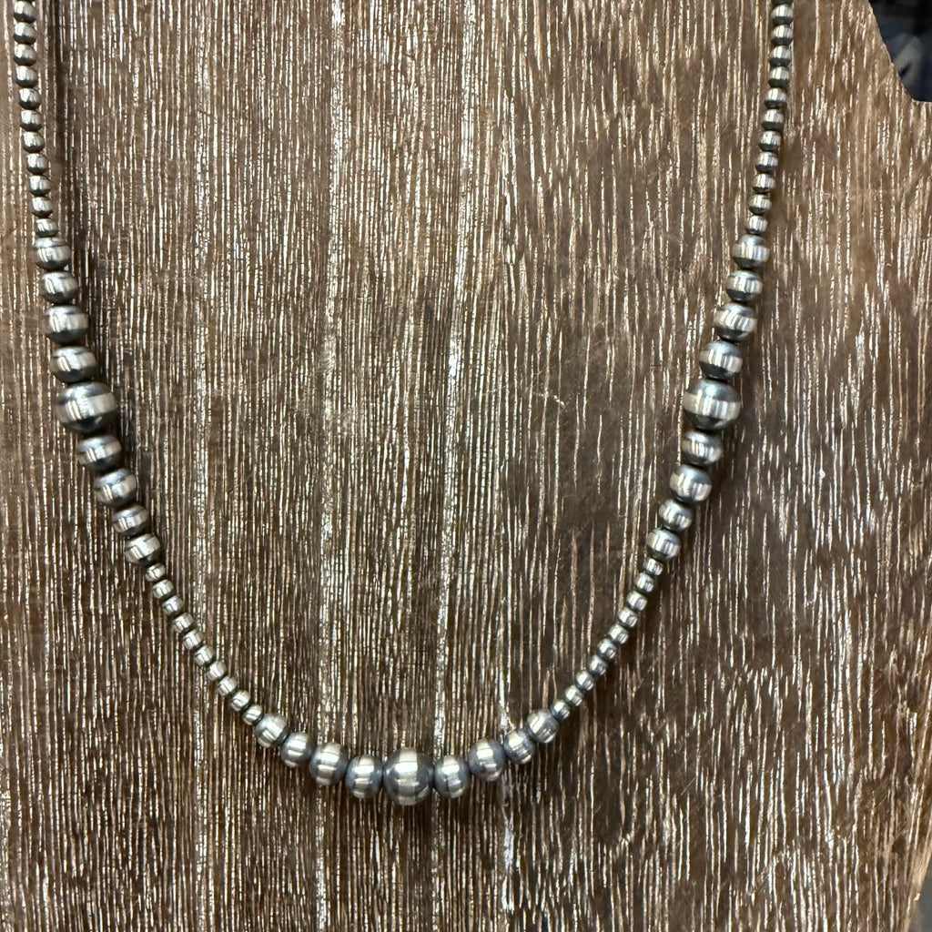 16 inch 3, 5, 6, 8mm Navajo Pearl Patterned Genuine Necklace