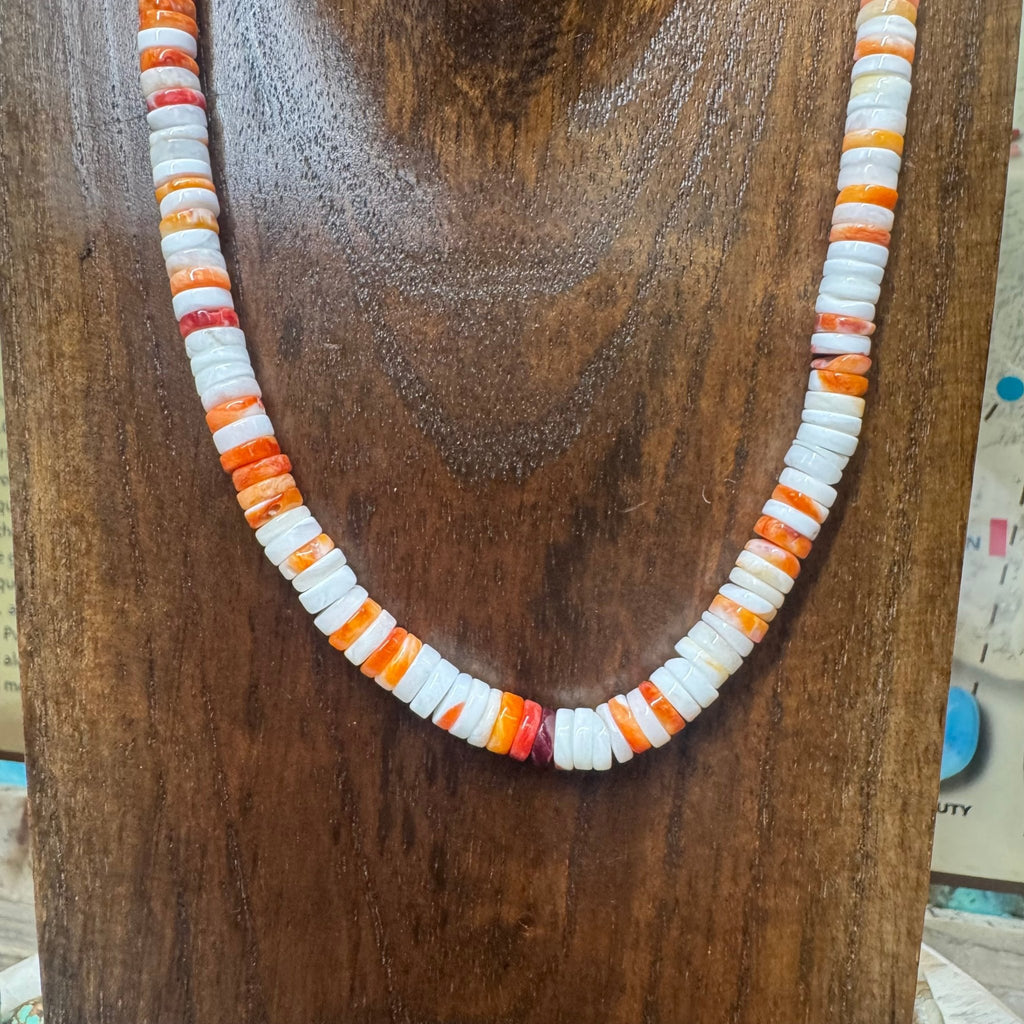 17 inch Lots of Orange Spiny Heishi Genuine Necklace - Country Lace Boutique