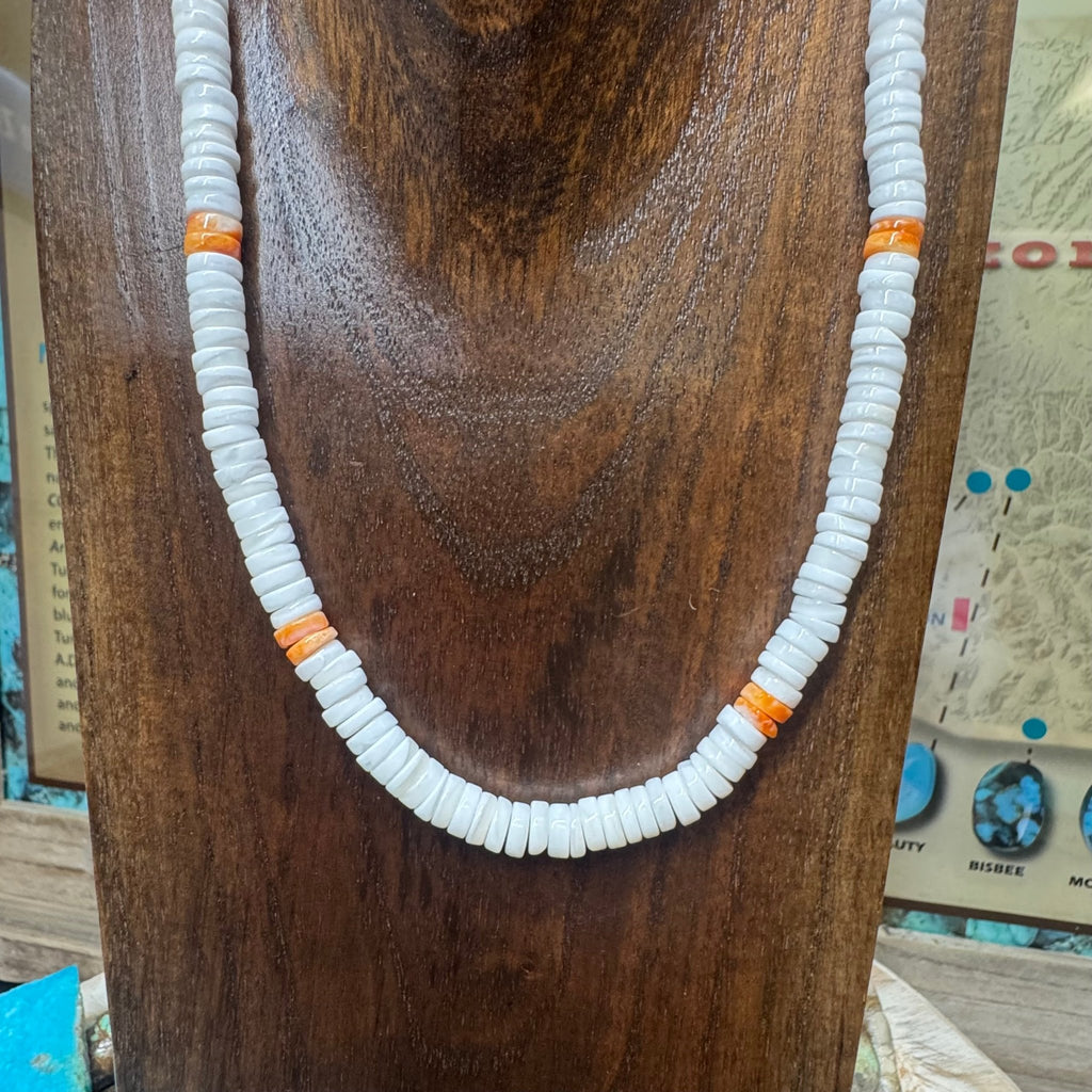 17 inch Orange Spiny Heishi Genuine Necklace - Country Lace Boutique