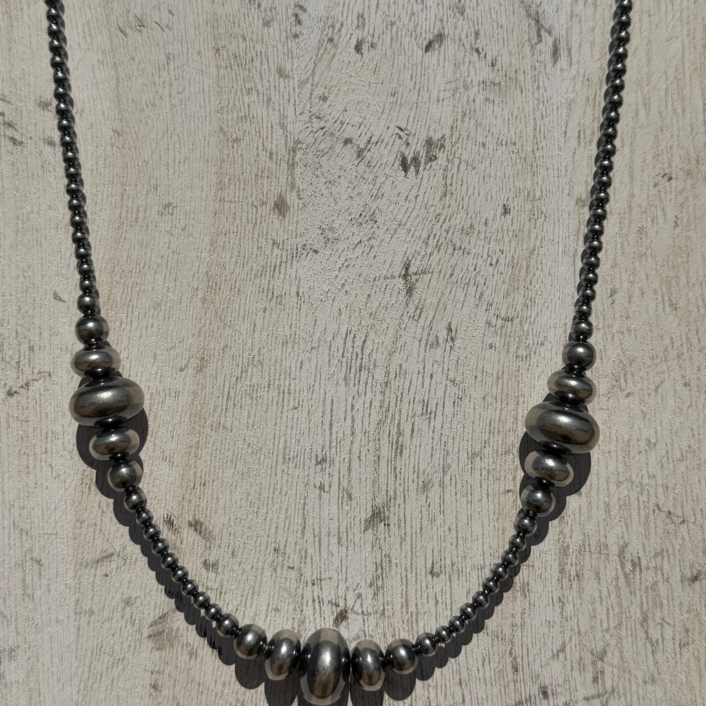 18 inch 3 - 14mm Rondelle Navajo Pearl Sterling Silver Necklace - Country Lace Boutique