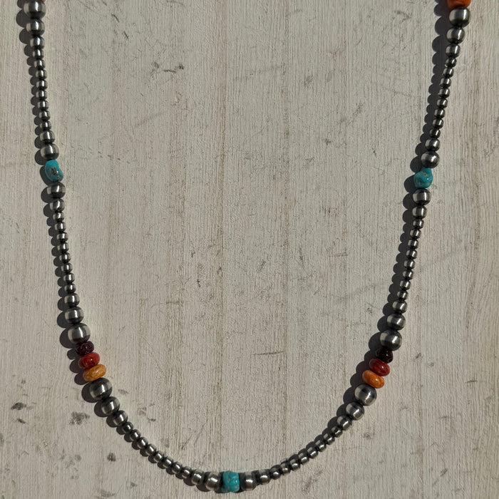 18 inch All New Multi & Navajo Pearls Patterned Sterling Silver Necklace - Country Lace Boutique