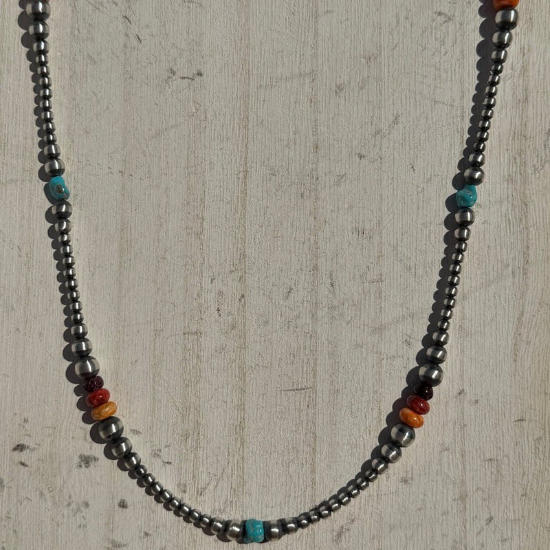 18 inch All New Multi & Navajo Pearls Patterned Sterling Silver Necklace - Country Lace Boutique