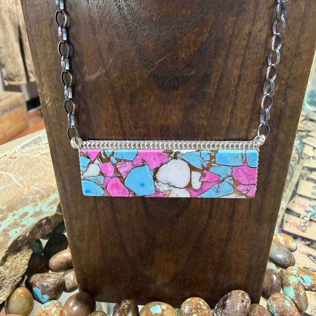 18 inch Cotton Candy Bar Sterling Silver Necklace - Country Lace Boutique