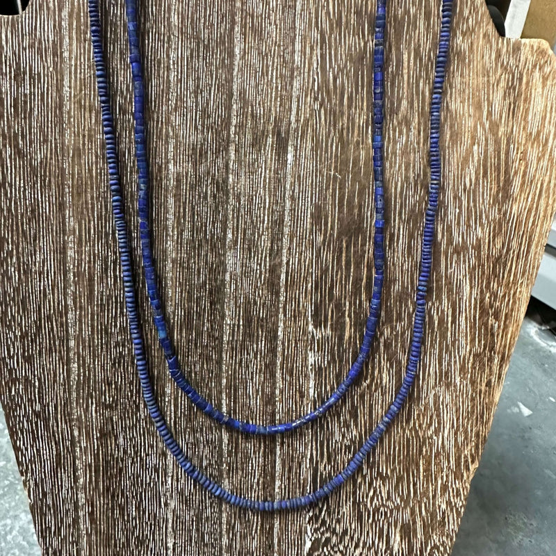 18 inch Full Lapis Heishe Sterling Silver Necklace - Country Lace Boutique
