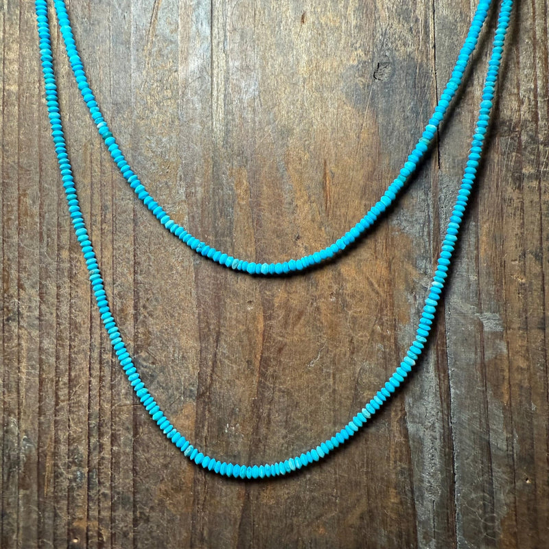 18 inch Turquoise Saucer Bead Sterling Silver Necklace - Country Lace Boutique