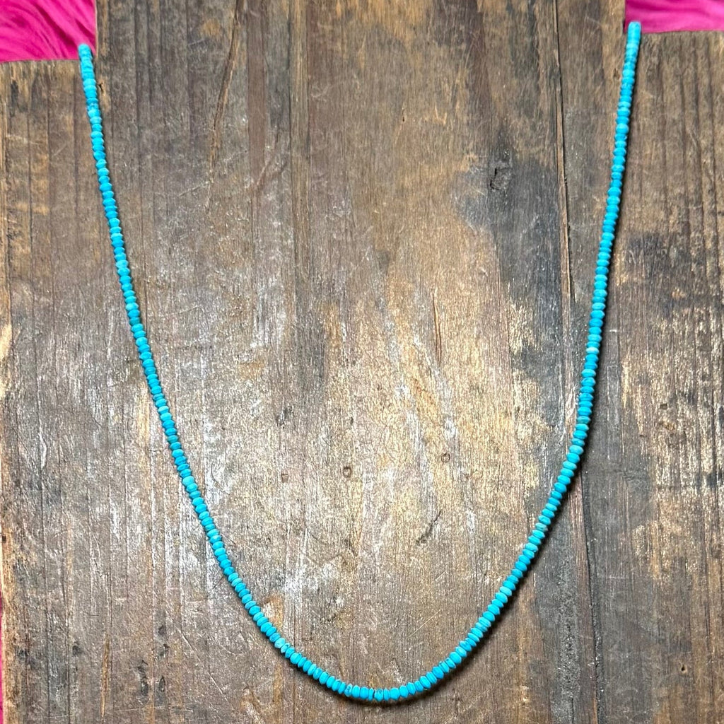 18 inch Turquoise Saucer Bead Sterling Silver Necklace - Country Lace Boutique