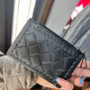Natural Tooled Leather Card Holder with Zipper