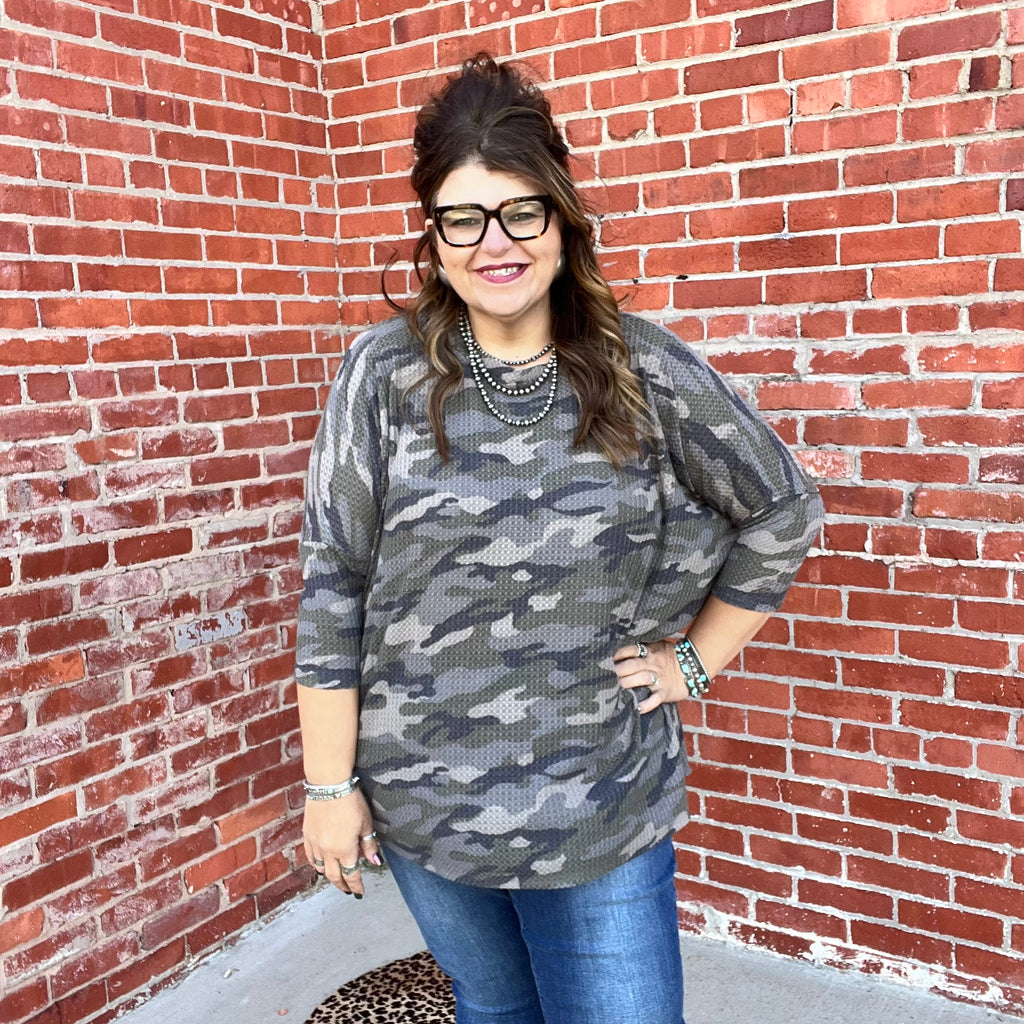 Camo Waffle Dolmon Top