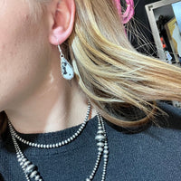 White Buffalo w/ Silver Detail French Hook Sterling Silver Earring