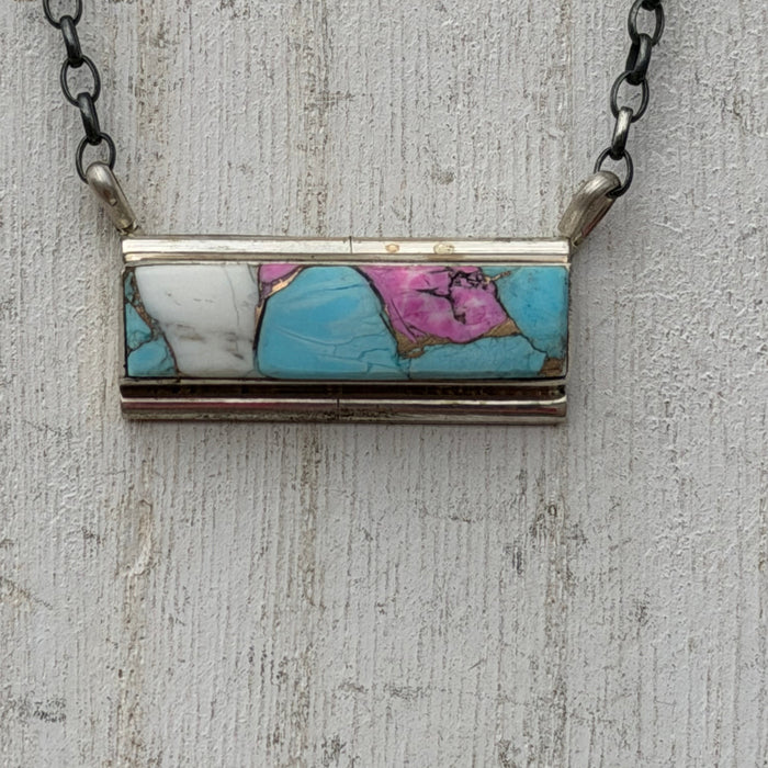 18 Inch Cotton Candy Bar Genuine Sterling Silver Necklace1