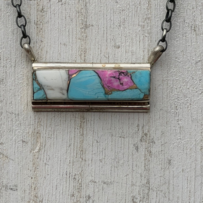 18 Inch Cotton Candy Bar Genuine Sterling Silver Necklace1