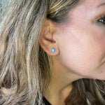 Turquoise Oval Inlay Silver Stud Genuine Earring