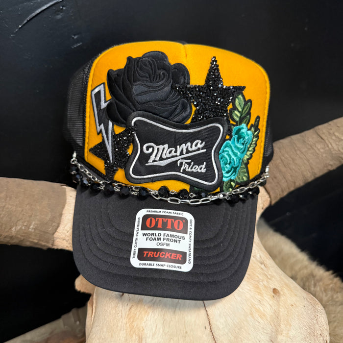 Mama Tried Black & Yellow Custom Trucker Hat