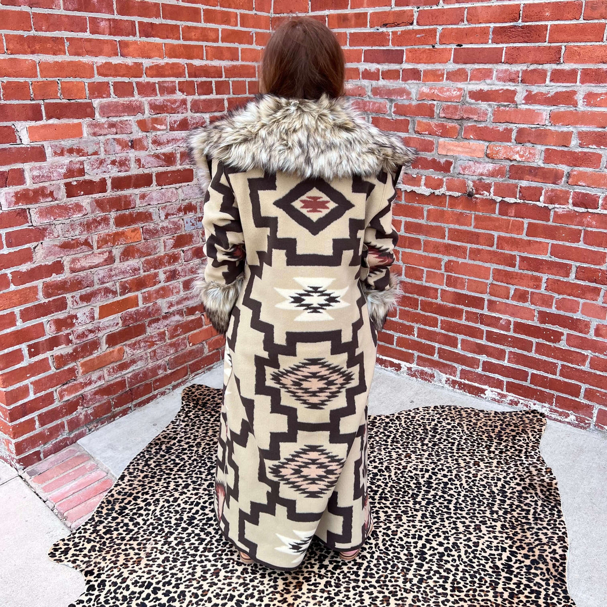 Long Tan and Brown Fur Duster/Jacket.